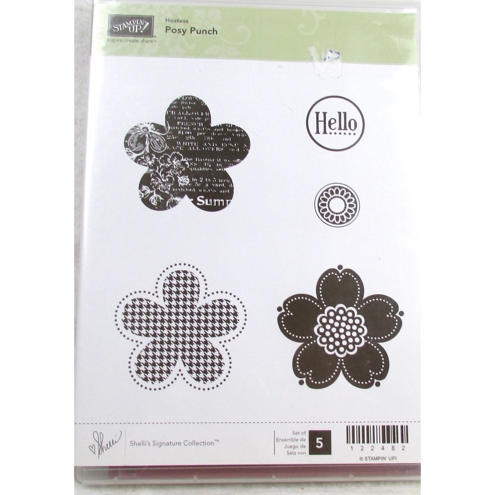 Stampin' Up Hostess Posy Punch Rubber Stamp Set Flowers Hello Cardmaking Crafts